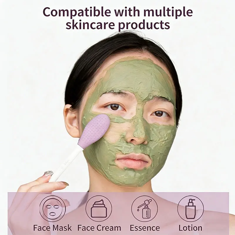 2-in-1 Gesichtsreinigung Silikonbürste Gesichtspflege Zubehör Maskenapplikator Poren Mitesser Reinigung Gesichtswaschbürsten