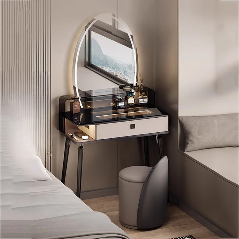 

Lock Jewelry Glass Vanity Table Mirror Chair Outlet Drawers Bedroom Vanity Desk Makeup Organizer Toaletka Furniture For Home