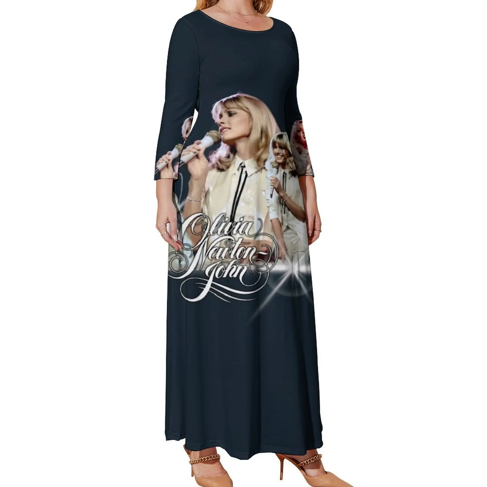 

Olivia Newton-John - Totally Hot Tour - Designed by PopRetroDisco Long Sleeved Dress evening dress woman evening dress