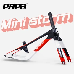 PAPA BIKE-Mini cadre de vélo en carbone Storm T700, cadre et fourche d'équilibre, ultra légers, modification de course, 12 pouces, expédition rapide