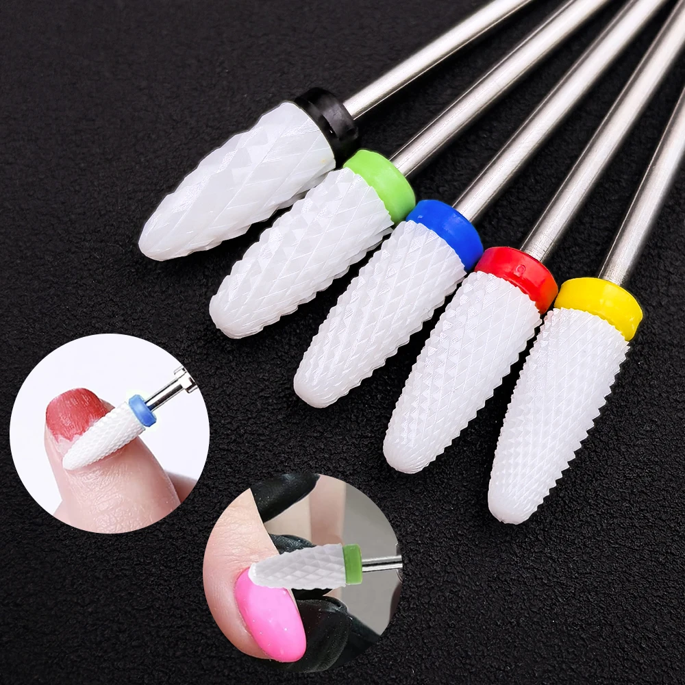 5 قطع لقم مثقاب أظافر سيراميك، مجموعة لقم مثقاب أظافر 3/4 لأظافر جل الأكريليك