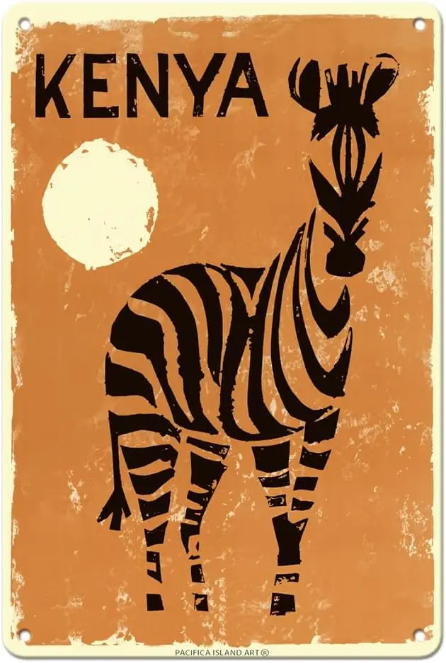 Pacifica Island Art Kenya Africa - Zebra Vintage Travel Poster c.1960- Metal Tin Sign-aluminum sign