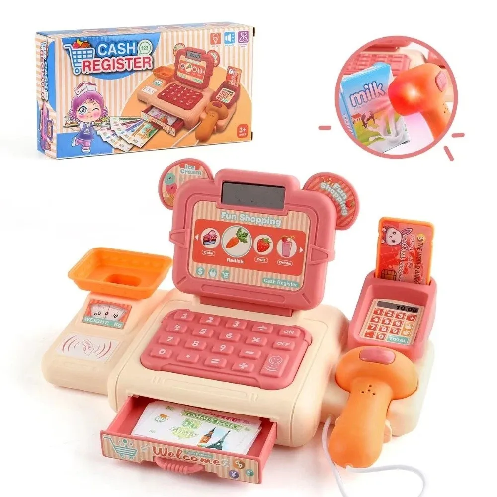 Lighting Supermarket Cash Register Role Play Play House Supermarket Cashier Toys Sound Effects Cashier Simulation Cash Register