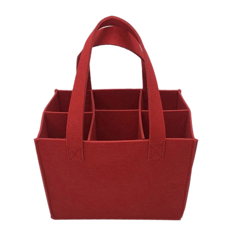 Lightweight Foldable For Travel Wine Bottle Bag With Carry Handle Picnic Tear Resistant Waterproof 6 Compartments BBQ Party