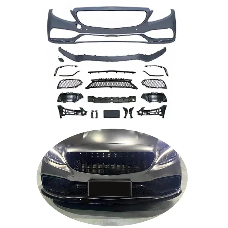 

Hot Sale Auto Parts C-Class W205 C63 Body Kit Upgr To C63 Front Bumper With Grille 2015-2021