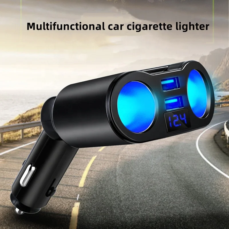 Car Cigarette Lighter Dual USB Car Chargers Splitter Plug Converter DVR 5V 2.4A Socket Power Adapter with Voltage LED Display