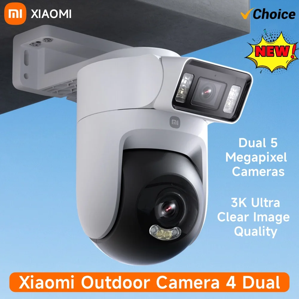 Xiaomi Outdoor Camera 4 Dual 5MP 3K HD Dual Lens Dual View Dual Tracking Panoramic Closeup IP66 Weatherproof AntiTheft Smart Pro