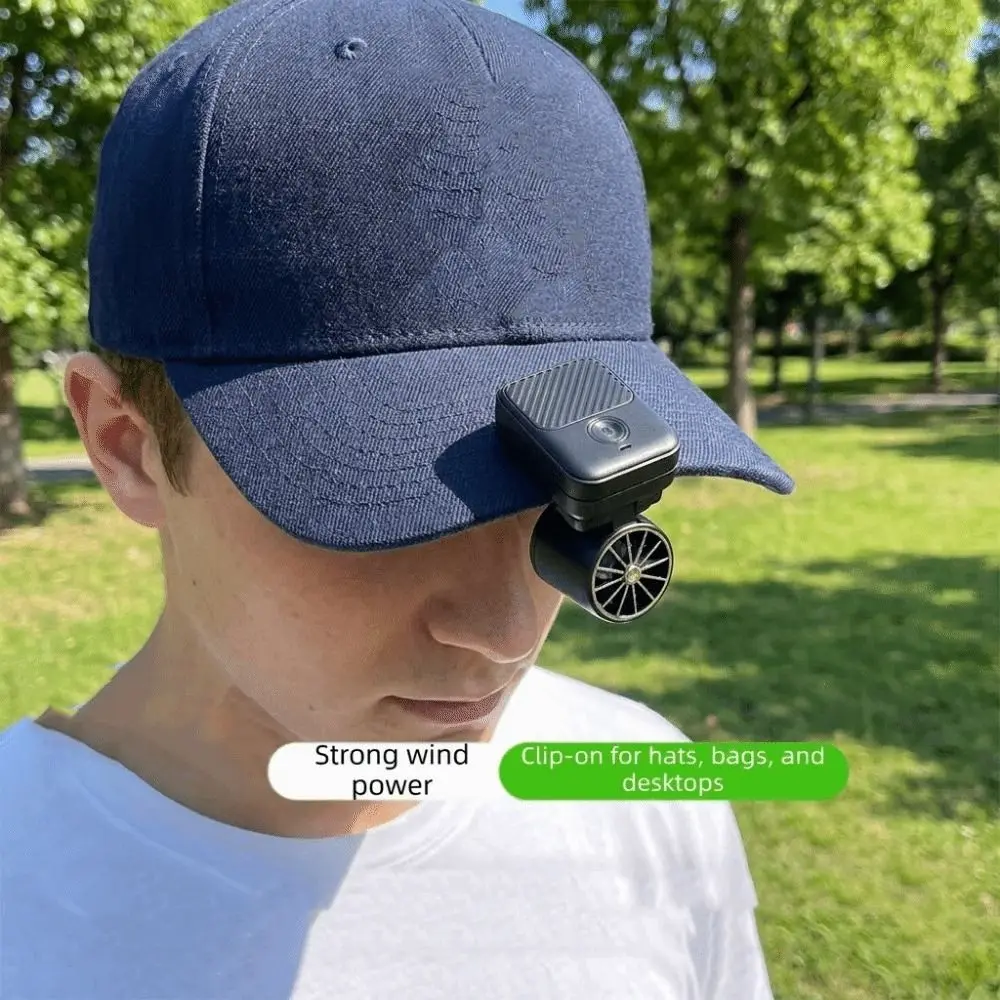 Portable Hat Clip Fan Rechargeable 3 Speeds Small Handheld Fan Type-C Charge Multi-Directional Cooling Clip on Fan Beach