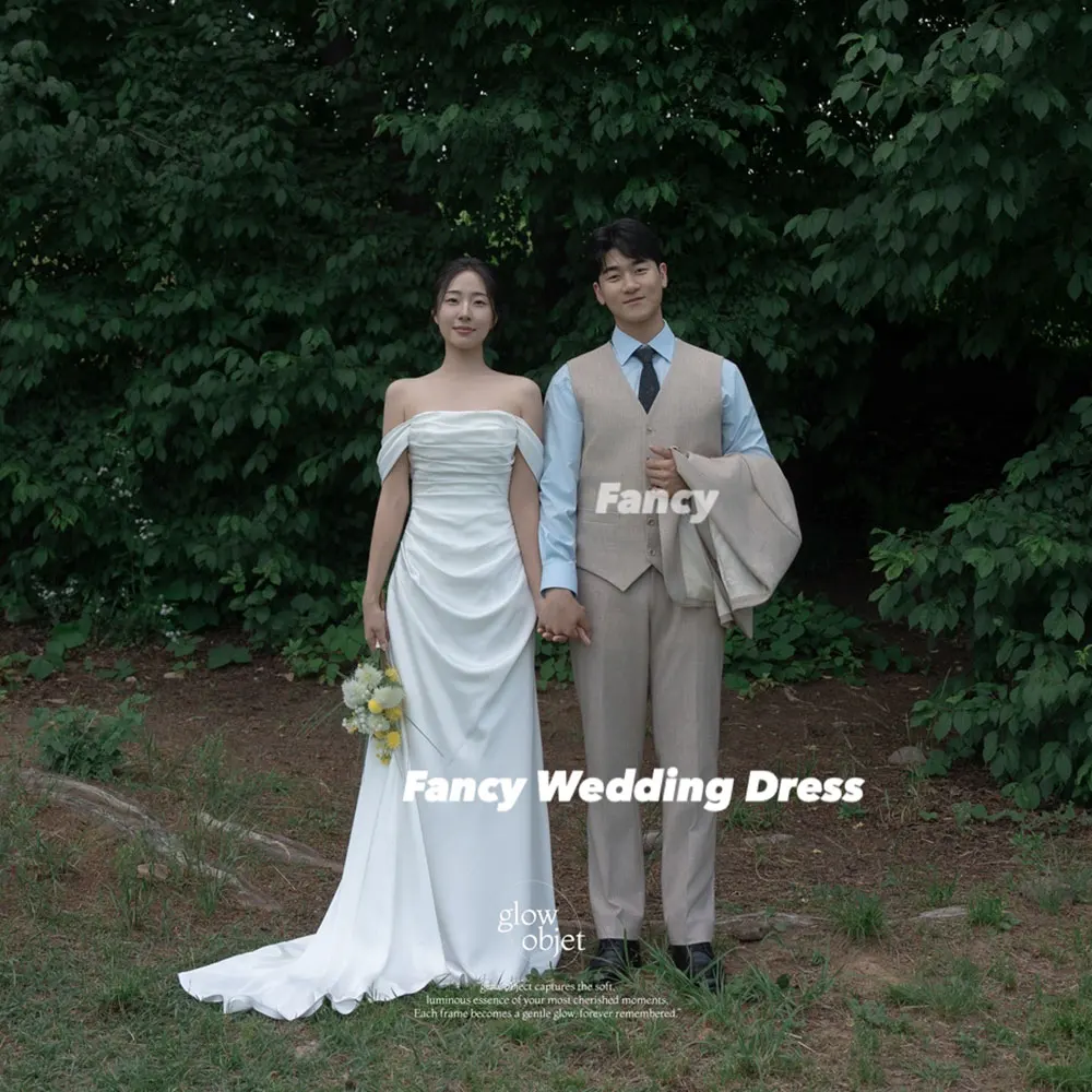 Fancy High Quality Korea Wedding Dress Off Shoulder Mermaid Bridal Gown Back Corset Wedding Party Dresses Customized