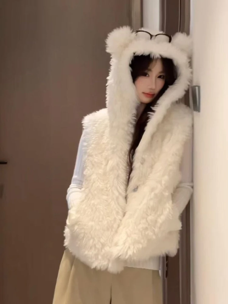 Hoody New Lamb's Wool Lovely Chaqueta Mujer Small Fellow Sweet Japanese Slim Vests Preppy Style All-match Casual Jackets