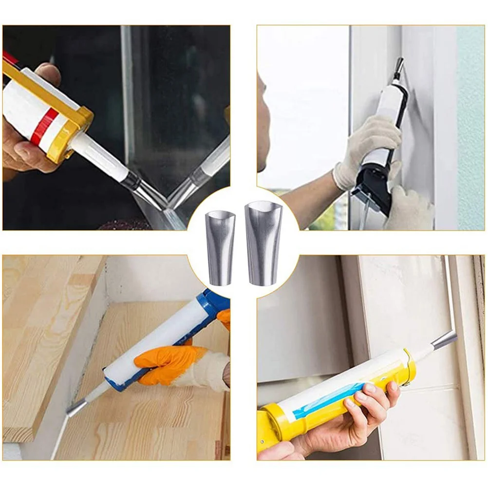 

20Pcs Stainless Steel Caulking Nozzle Set Handy Sealant Applicator Tool for Smooth Gap Filling Finishing Caulking Nozzle