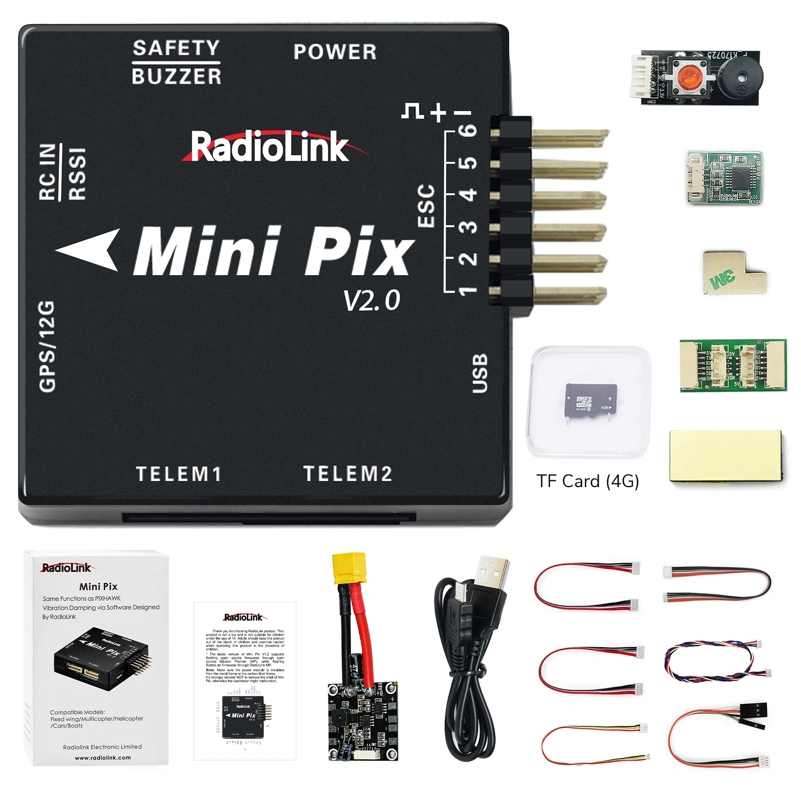 

Radiolink Mini PIX V1.2 Flight Controller M10N GPS TS100 SE100 GPS Same as Pixhawk FC for FPV Racing Drone Helicopter Airplane