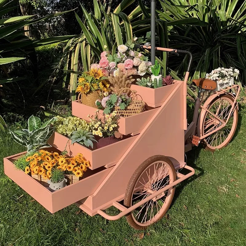flower shop stall float night market can ride upside down donkey mobile tricycle shopping mall exhibition booth display car