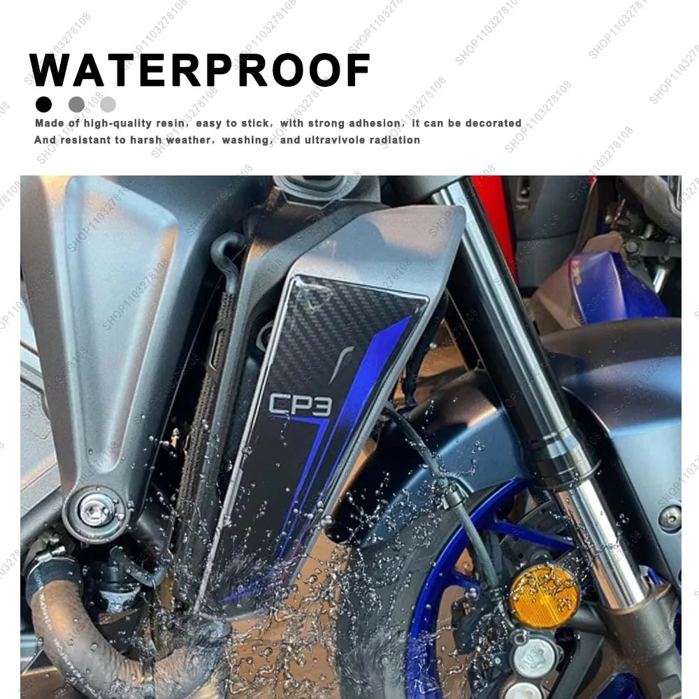Motorcycle Accessories Side Radiator Protection Sticker Waterproof Anti-scratch 3D gel resin decals For Mt 09 mt09 2025 Cyan SP