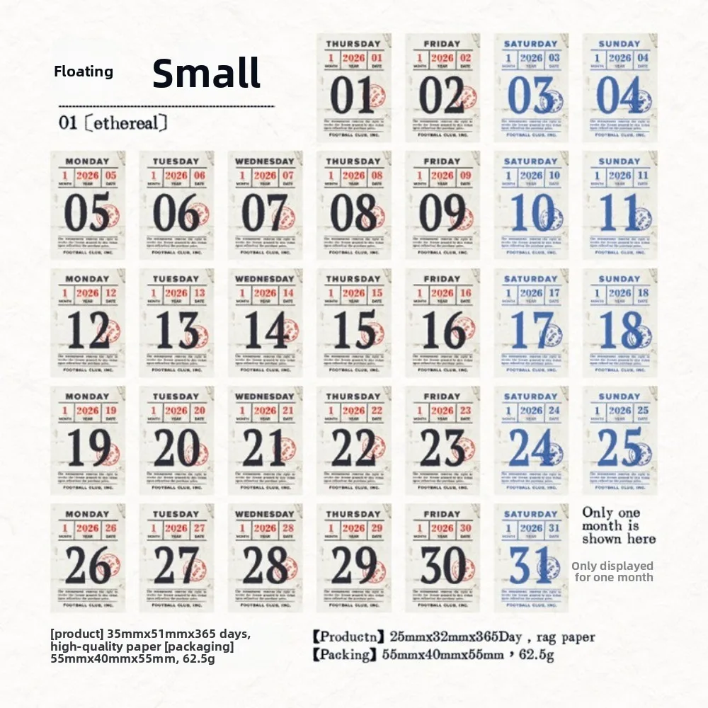 Retro Minimalist Mini Tear Off Calendar Tear-Off Design Memo Pad 365 Days Calendar Paper Material Page Calendar