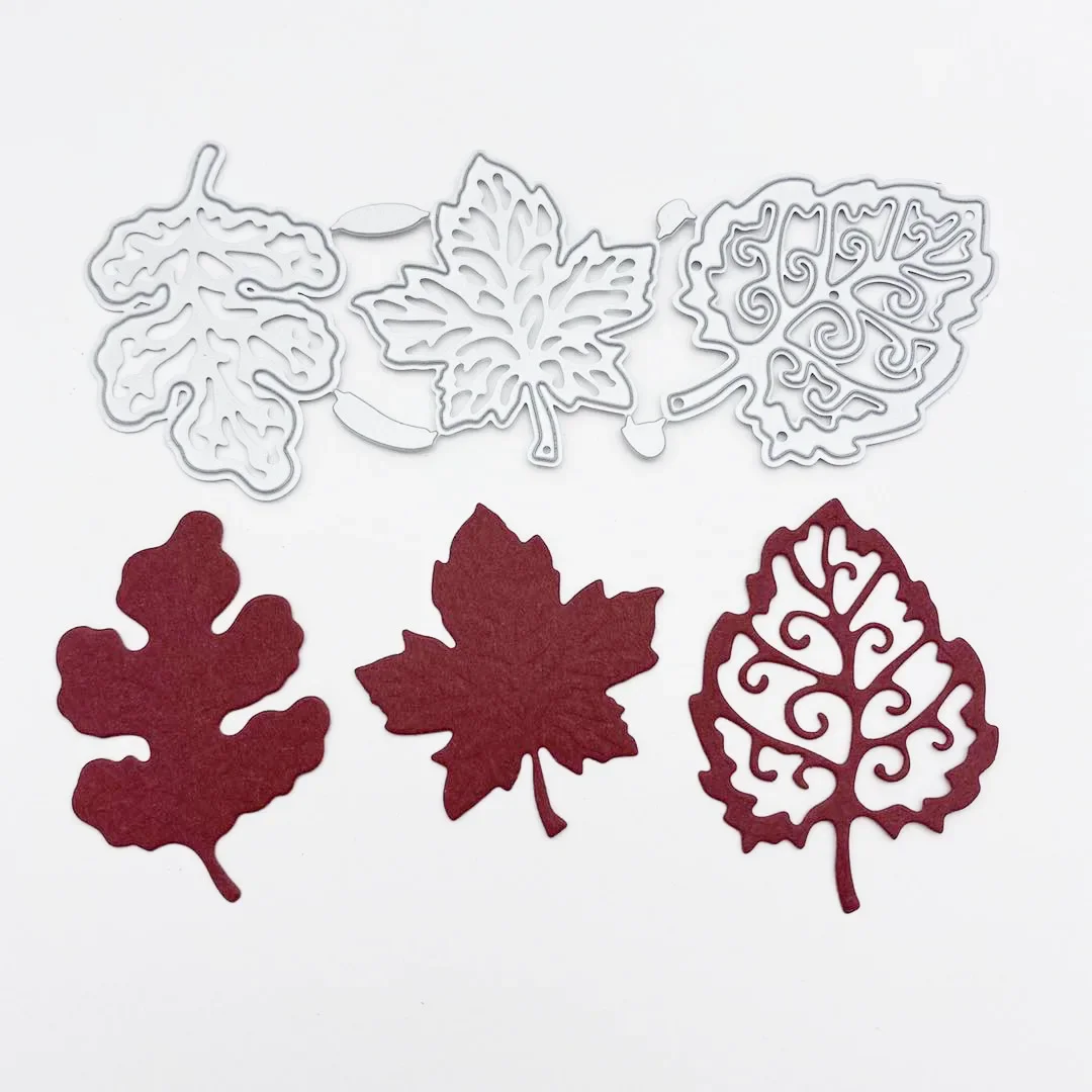 3pcs Maple Leaf Cutting Dies Manual DIY Carbon Steel Embossing Mulberry Leaves Scrapbooking