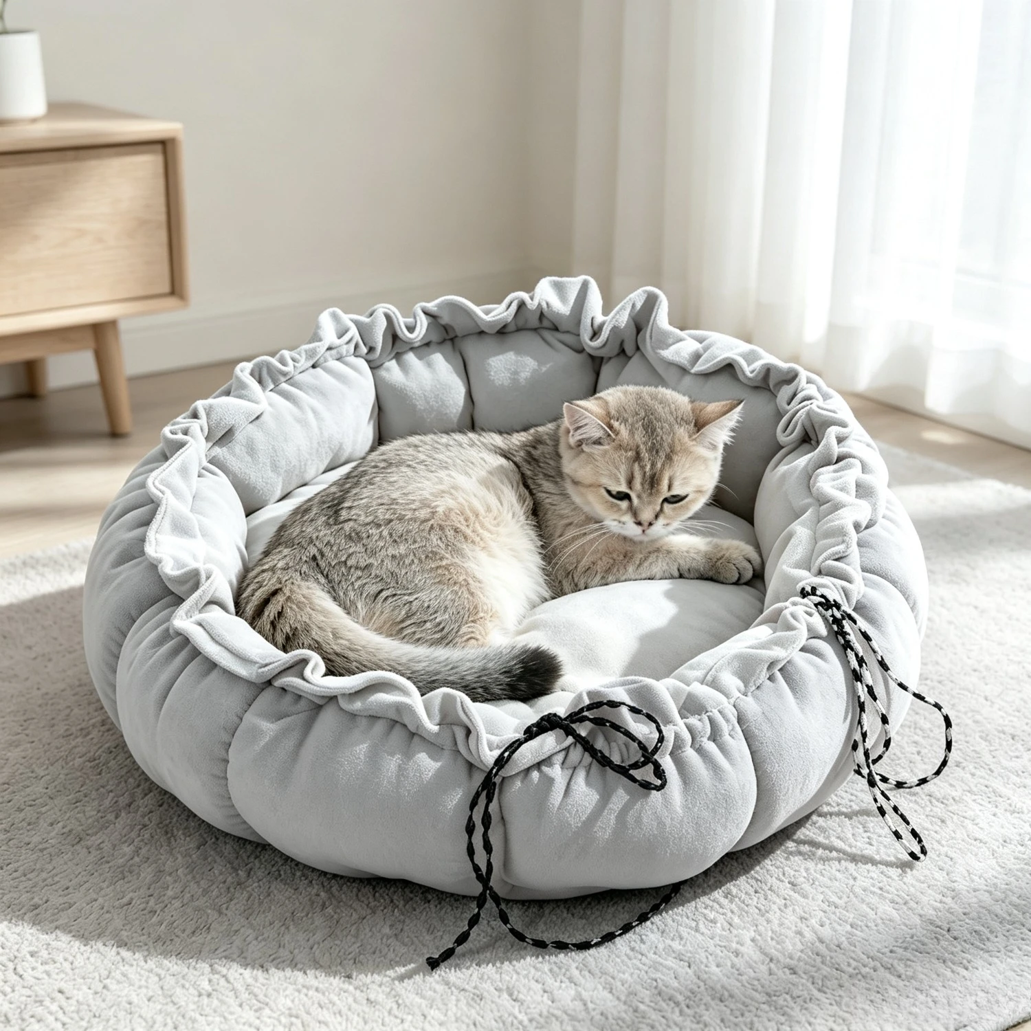 Foldable Pet Sleeping Pod  Drawstring Closure for Security, Machine Washable, Great for Small Breeds Indoor Use