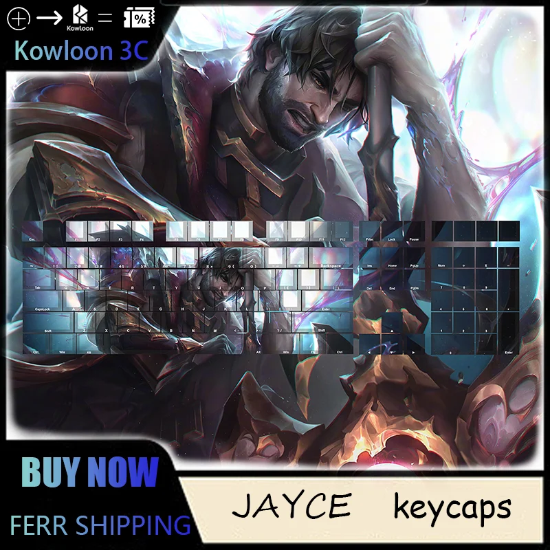 LOL Keycaps Survivor Jayce Arcane Heat Sublimation PBT Original Height Game Translucent League Of Legends Mechanical Keyboard