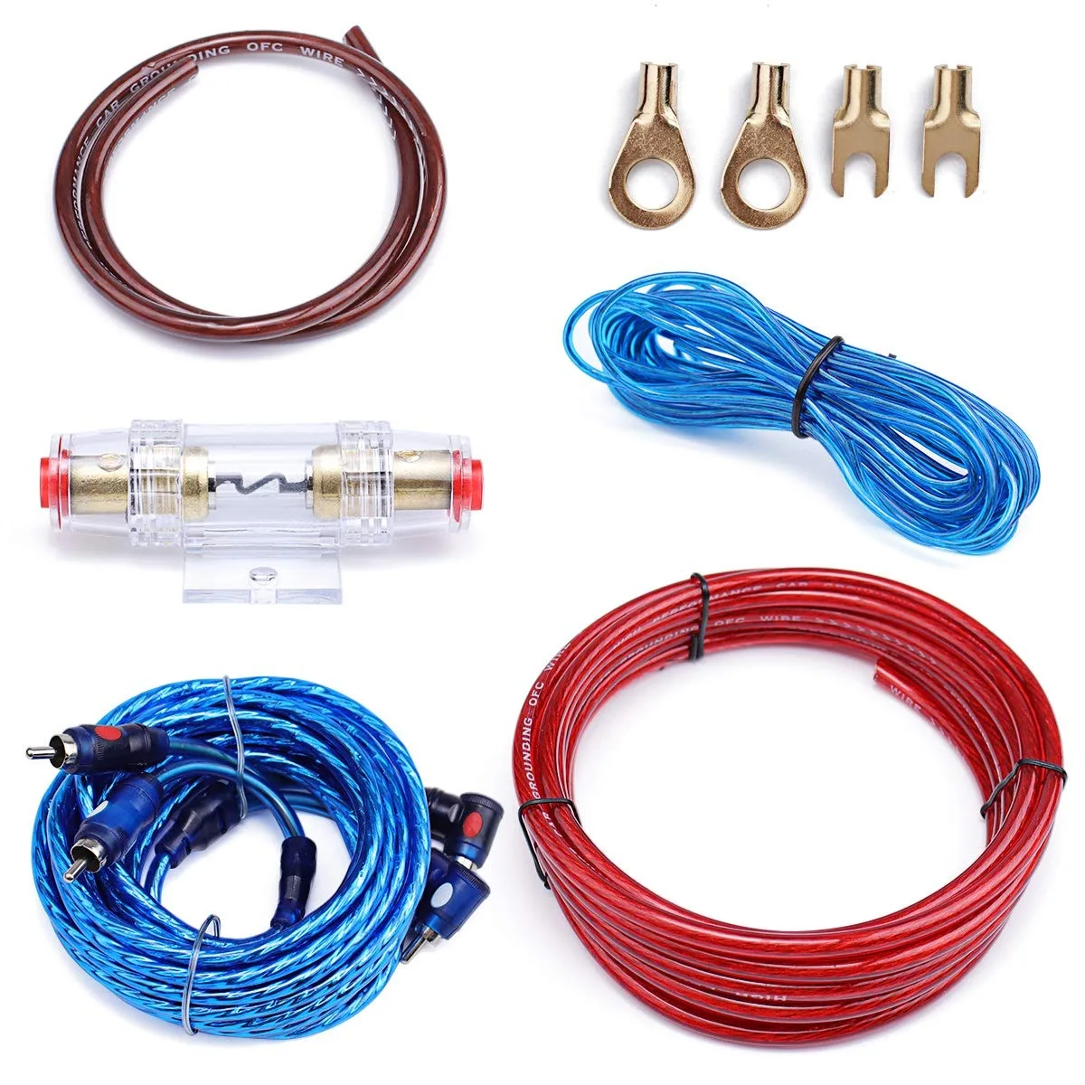 

10 Gauge Amp Wiring Kit with RCA Interconnect and Speaker Wire for Car Subwoofer Amplifier Installation