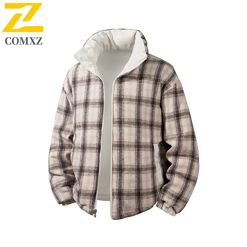 

COMXZ Men Winter Jacket Classic Thickened Plus Size Travel Snow Warm Cold-Resistant Ski Puffer Jacket Loose Street Parker Coat
