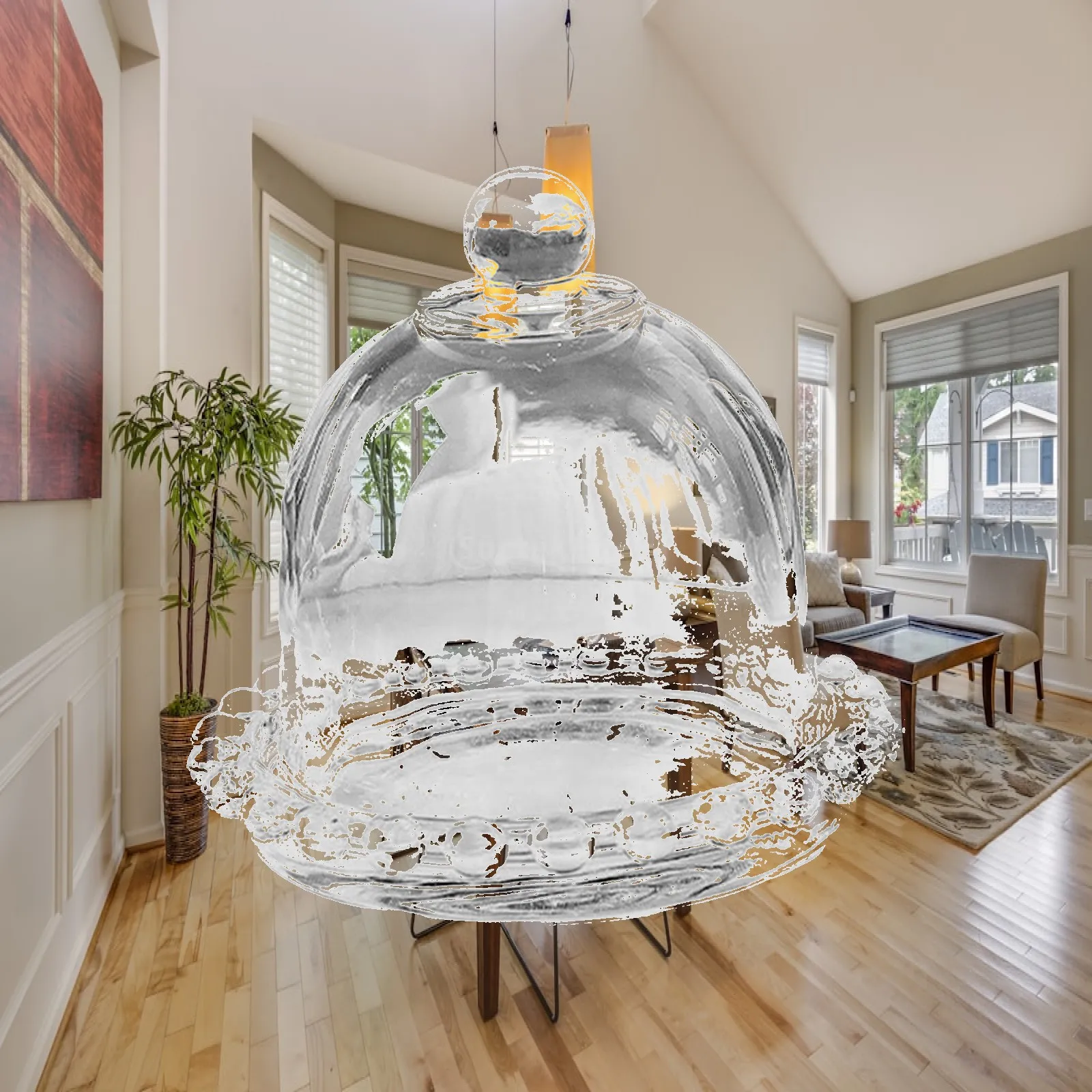 Cake Stand Cake Serving Tray with Glass Cover High Temperature Resistant Clear Round Food Storage for Kitchen Home Food Decor
