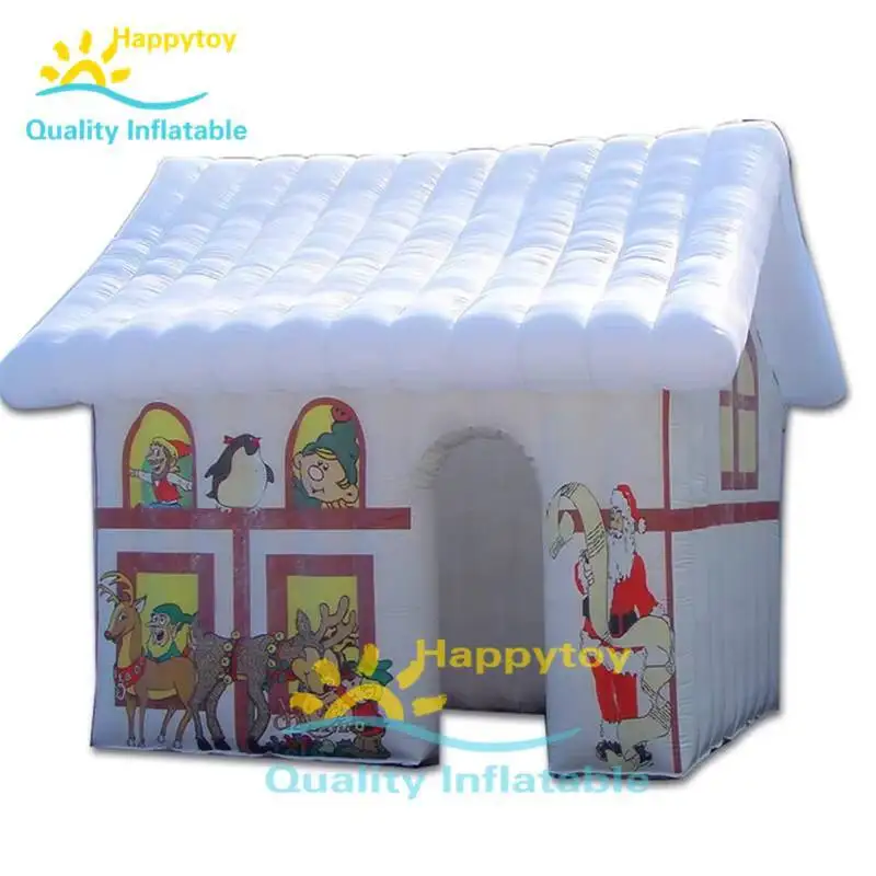 Casa de Papá Noel inflable gigante de Navidad a la venta, casas de rebote de pueblo navideño, tienda de nieve inflable para decorar Navidad
