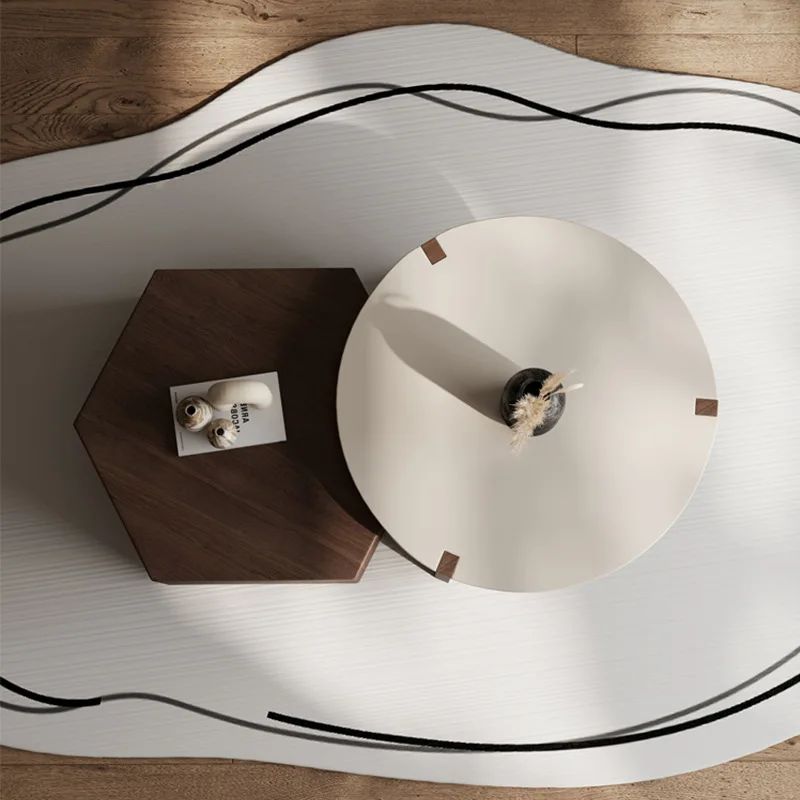 Coffee table combination round tea table smoked wood size apartment living room home creative coffee table
