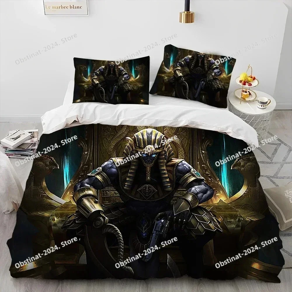 

Egyptian Mythology Pharaoh Hieroglyphics Bedding Set Printed Comforter Quilt Bed Cover Pillow Case 3 Pieces Sets Kids Adult Size