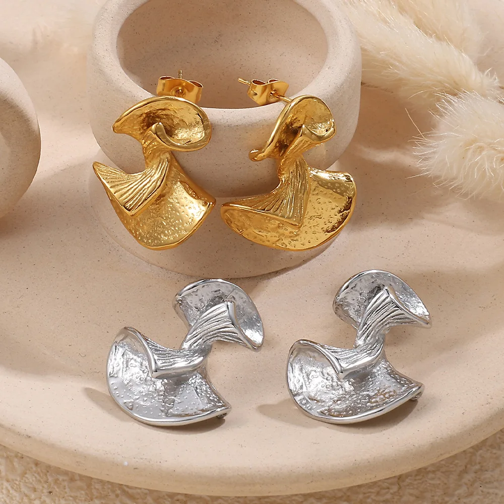 

Fashion stainless steel earrings French rotating ballet fan shape women's fashion jewelry gift