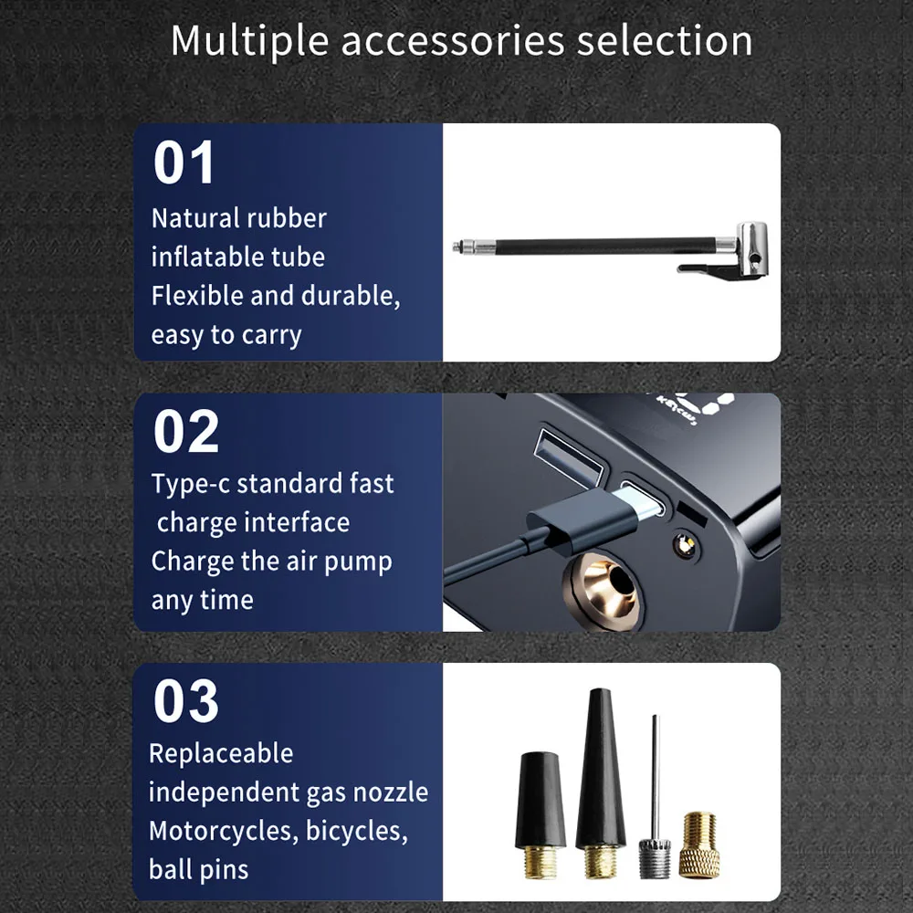 Portable Inflator Tire Air Pump Digital 6000mAh Car Air Compressor With LED Flashlight 150PSI 10.3bar