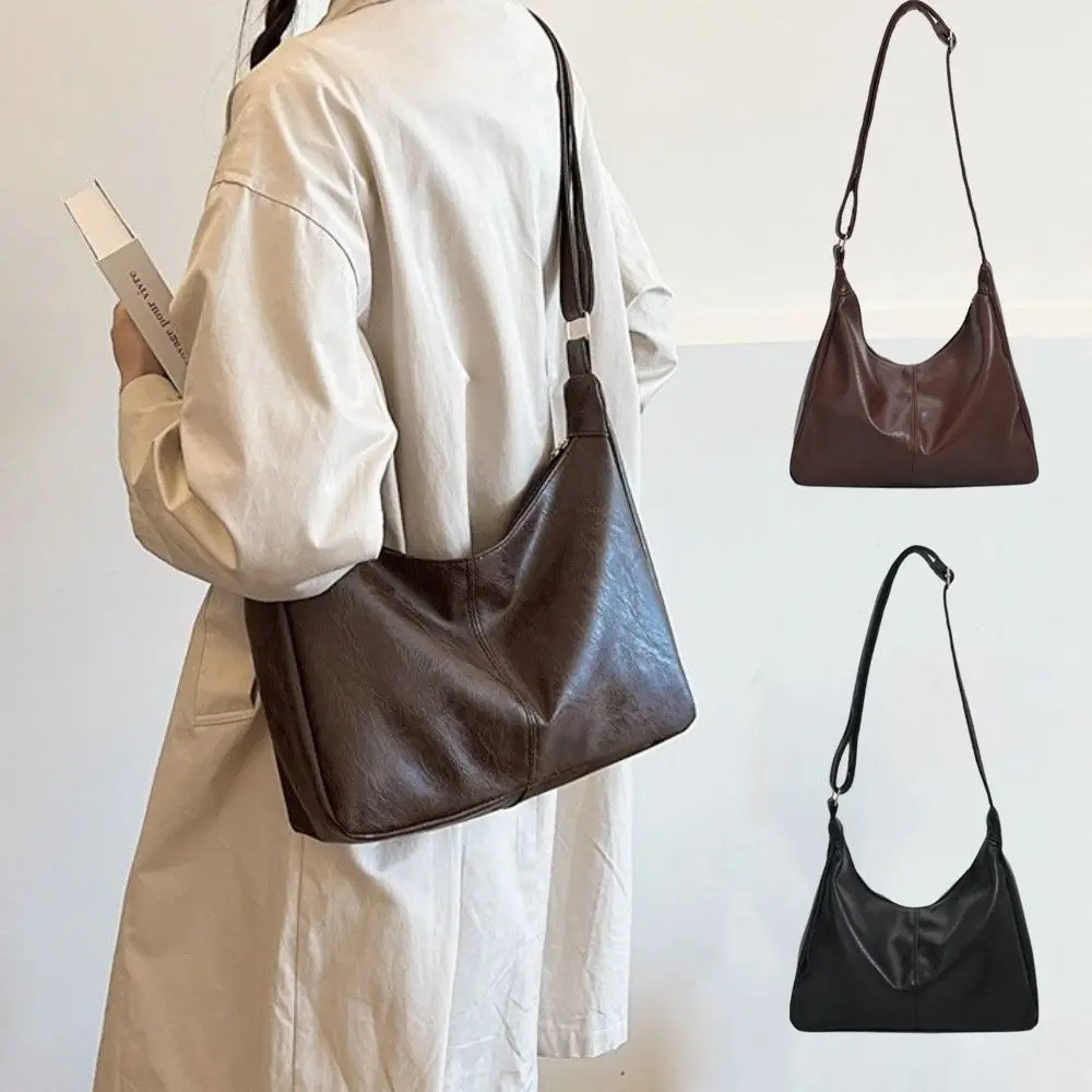 

Simple Square Boston Crossbody Bag Hobo Large Capacity Leather Shoulder Bag Solid Color Zipper Women Handbag Work