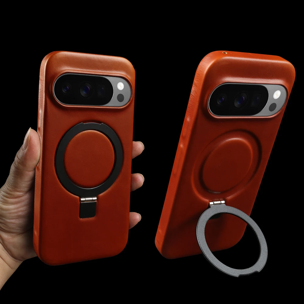 

Magnetic Bracket Genuine Leather Case For Google Pixel 10 Pro XL 10A 9A 8A 7A 6A 5A 5 6 7 8 9 Pro XL Phone Case Back Cover Coque