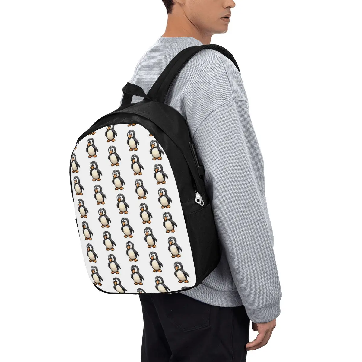 

Charming Rounded Cartoon Penguin - Delightful Backpack Travel Notebook Bag Computer College Student School Bag Laptop