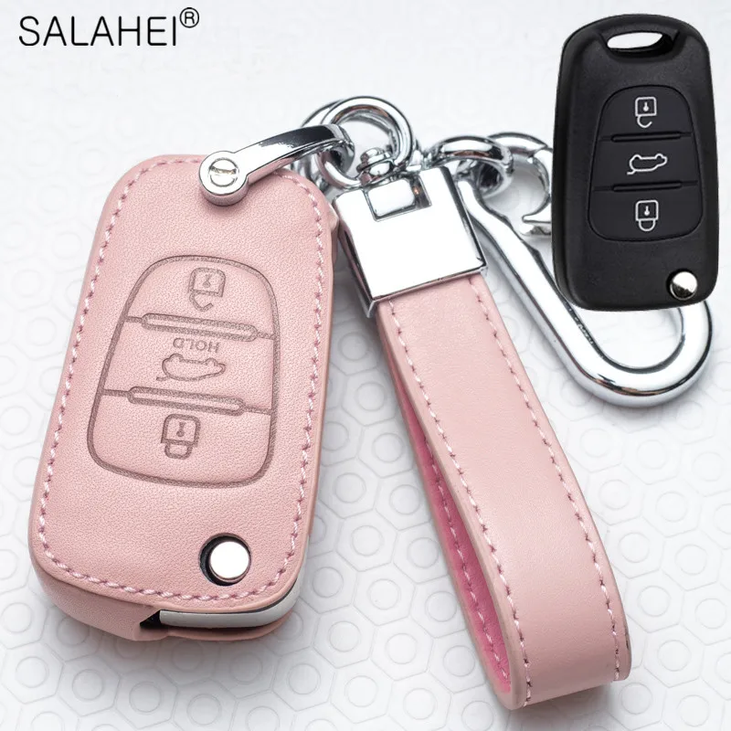 Leather Car Key Remote Cover Full Case For Hyundai Solaris HB20 Veloster SR IX35 Accent Elantra Creta i20 i30 ix35 Accessories