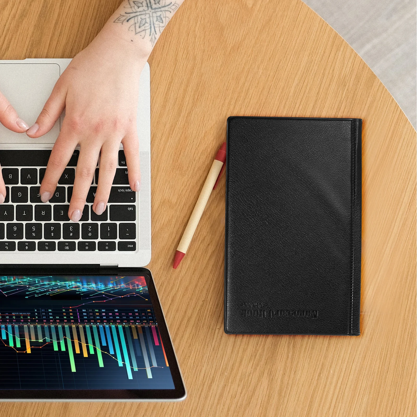 

Business Card Storage Book Large Capacity Organizer Journal Binder Button Closure Pu Office Desk Holder Black