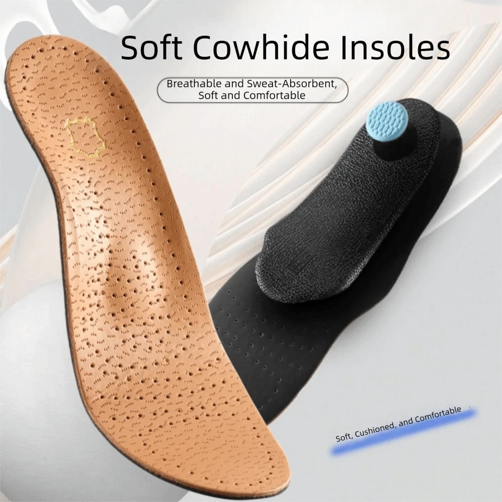 1 Pair Leather Orthopedic Insoles For Flat Feet Comfort Corrective Insoles Breathable Arch Support Insole For O/X Leg