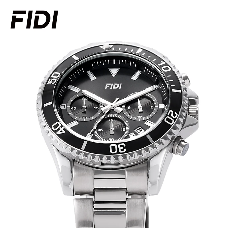 FIDI Fashion Mens Watches for Men Sport Waterproof Stainless Steel Quartz Watch Luxury Man Business Luminous Clock FD106