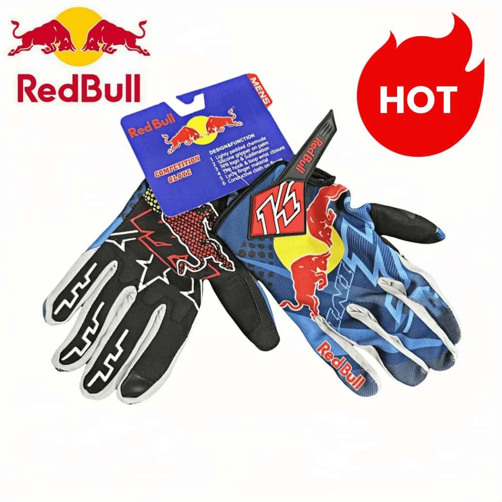 Guantes originales Red Bull Racing unisex de marca conjunta para MTB, guantes antideslizantes con pantalla táctil Red Bull, guantes de carreras para bicicleta/motocicleta
