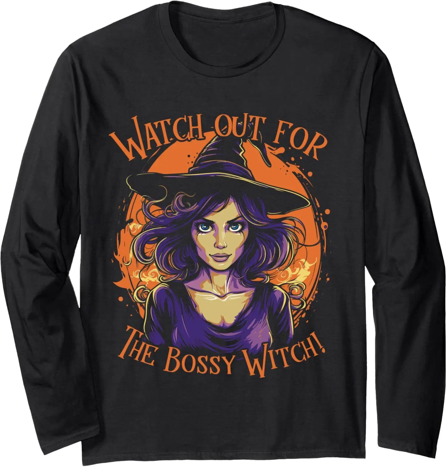 

Футболка с длинным рукавом The Bossy Witch Halloween Witch Halloween Design