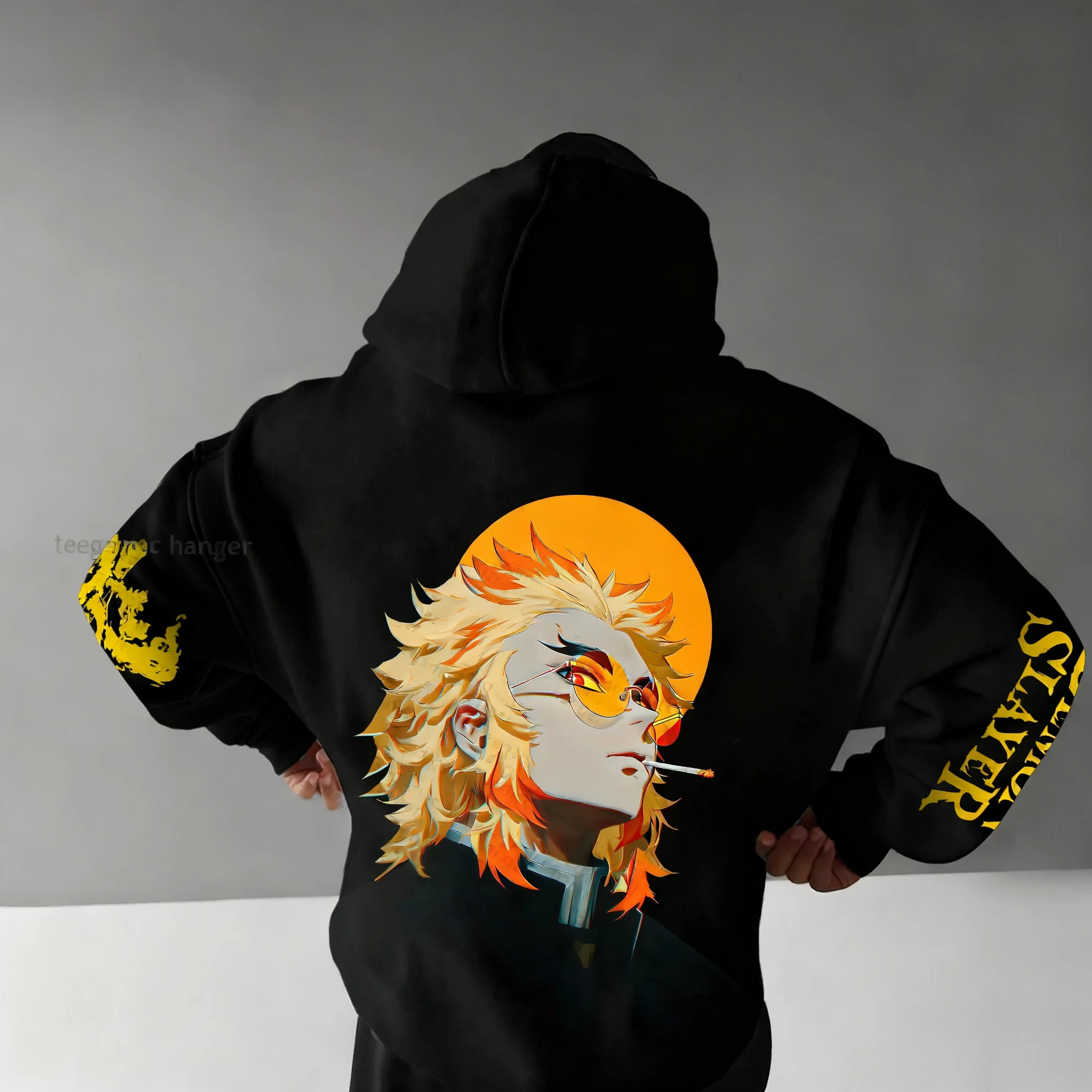 

Demon Slayer аниме 202, осень/зима, мужской новый свободный повседневный топ с принтом Rengoku Kyoujurou в стиле Харадзюку, большие размеры, топ для родителей и детей