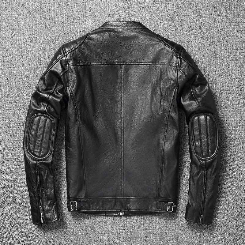 2024 New Leather Jacket Top Layer 100% Cowhide Leather Clothes Men's Stand Collar Motorcycle Clothes  Autumn Winter Plus Size