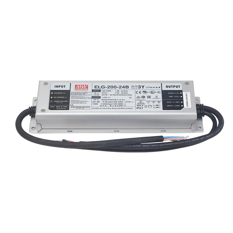 Dimmable LED Driver para LED Strip, ELG-200-12, Dimmable Power Supply, Meanwell, 12V DC Output