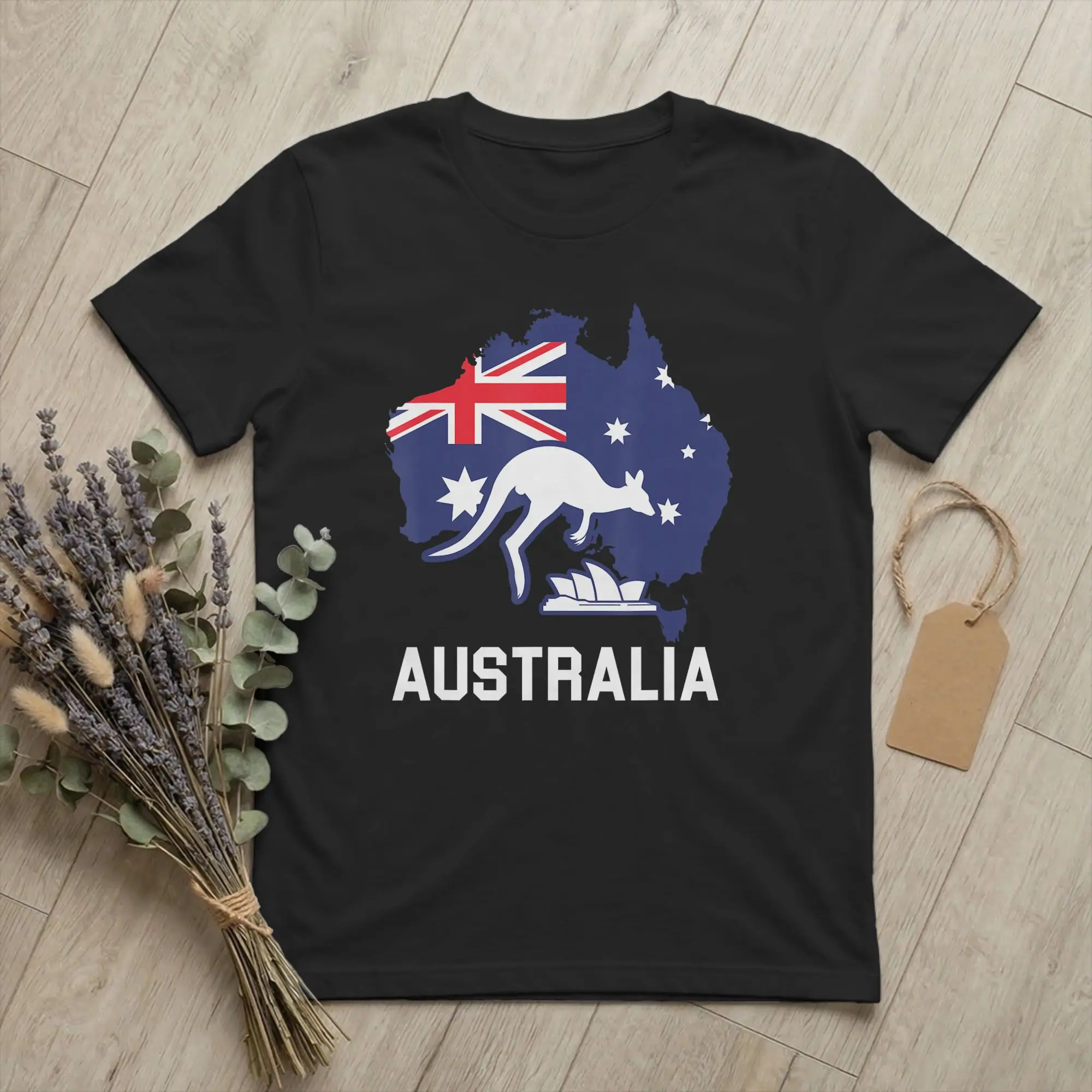 Men's T-Shirt Australia Kangaroo Southern Cross Funny Pure Cotton Tee Shirt Short Sleeve Aussie Flag T Shirt Tops Plus Size