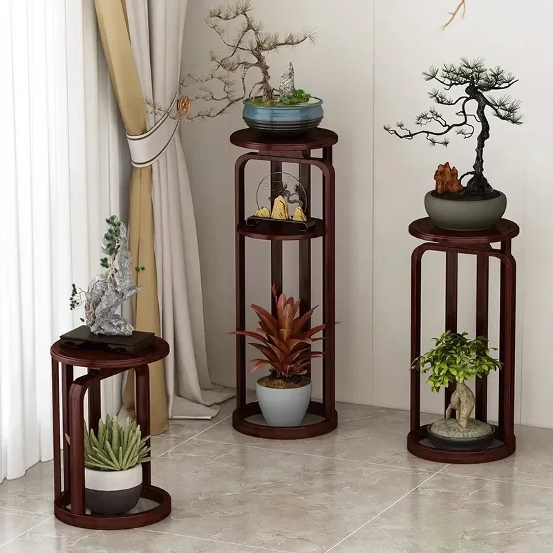 Chinese-style Flower Stand Bamboo Plant Shelf Vintage Floor Ornaments Indoor Room Bonsai Traditional Plant Classic Bamboo Rack