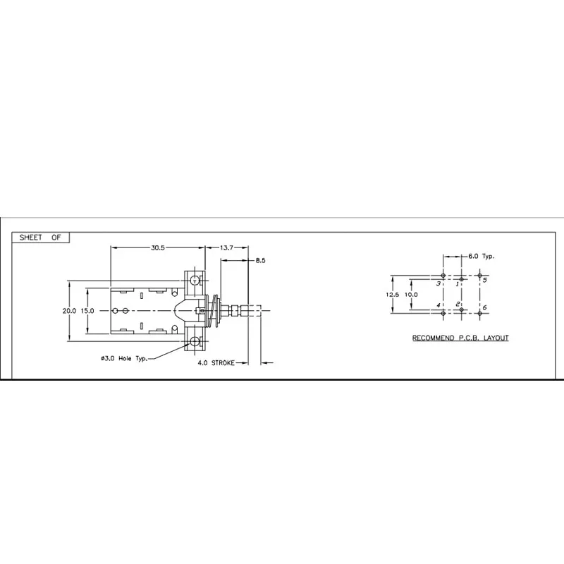 1 buah discharge US E-SWITCH p2p227 pelepasan daya berasal dari tombol kunci tombol 6-pin dengan kunci 7A125V