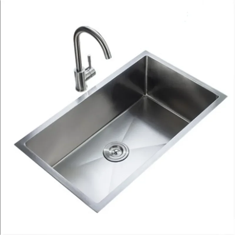 for 304 Stainless Steel Handmade Kitchen Sink Single Bowl Thickened Vegetable Washing Basin for Home Dishwasher Compatible