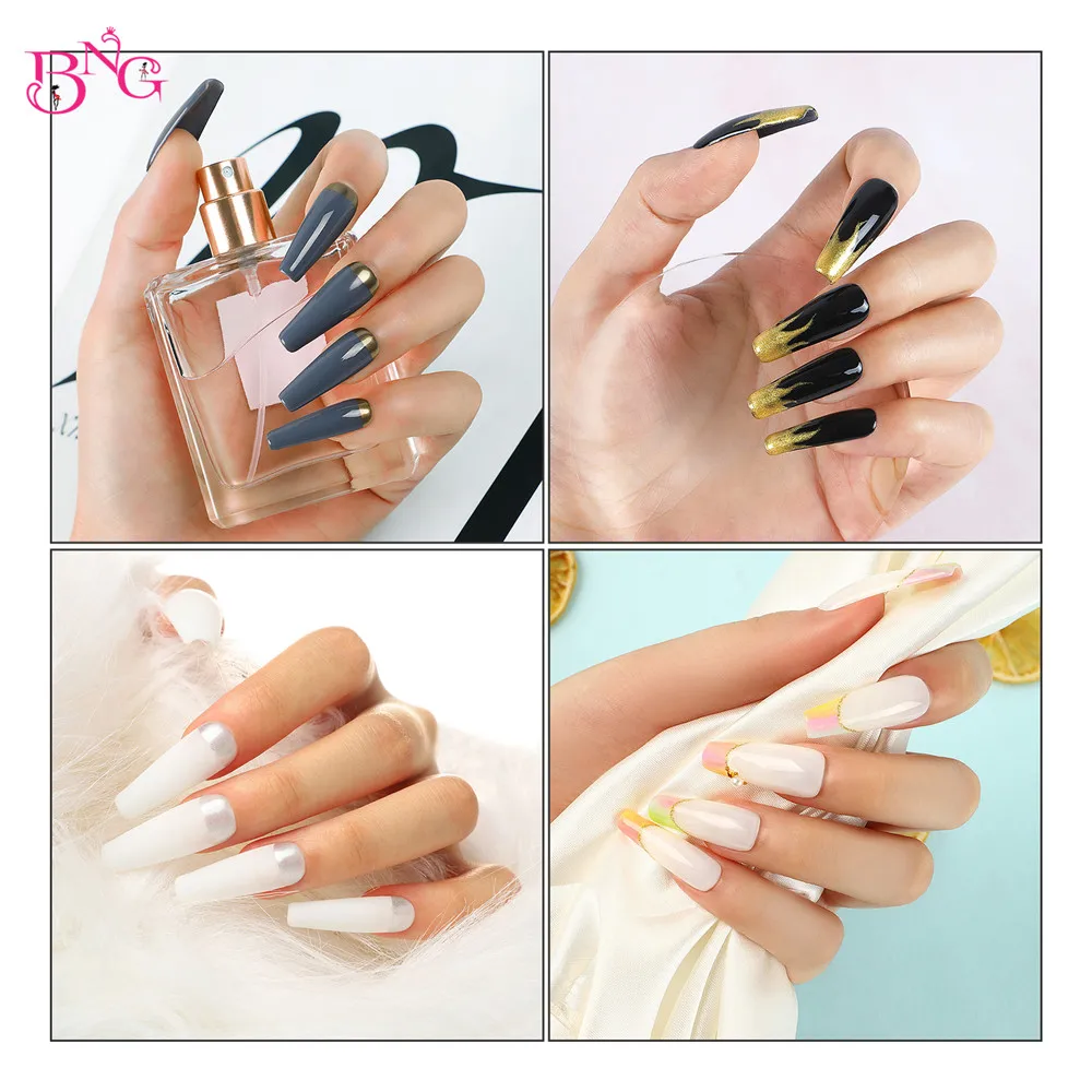 BNG 140Pcs/box Poly Nail Extension Gel Dual Forms Coffin Nails Clear Ballerina Full Cover False Nail Tips Nail Forms Big Sizes - Image 5