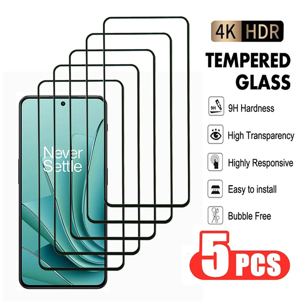 5Pcs 100D Tempered Glass For OnePlus Nord CE 2 3 Lite 5G Screen Protecctor OnePlus Nord 2T 3 Full cover Transparent glass Film