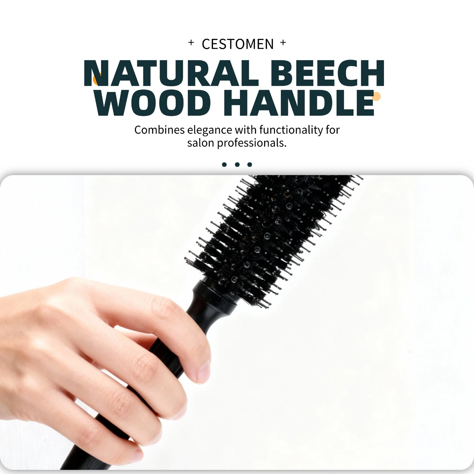 Nuevo 3 estilos, mango de madera negro, cepillo redondo, cerdas, peine de pelo liso, tubo de aluminio para mujer, cepillo rizador de pelo, herramientas de peluquería