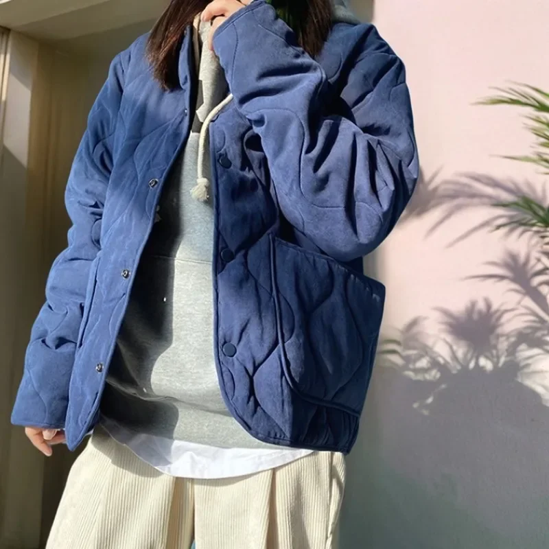 

Vintage Jacket Men Winter Thick Warm Inner Wear Multi-pocket Tooling Padded Jackets Man Retro Rhombus Casual Cardigan Coat Male